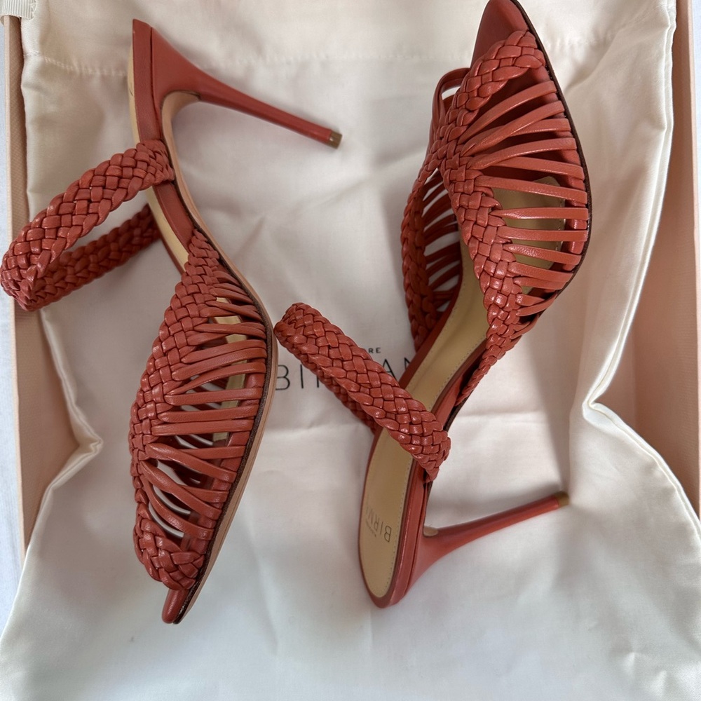 ALEXANDRE BIRMAN Birman Agatha Mule Nappa Kiss Guava Heels - Picture 10 of 14